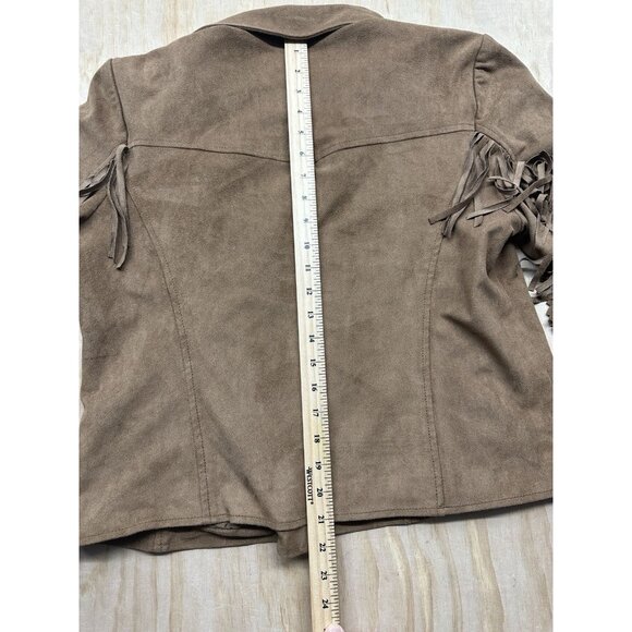 Arizona Jean Co Jacket Womens XL Tan Fringe Western Cowgirl Rodeo Faux Suede - Picture 5 of 6